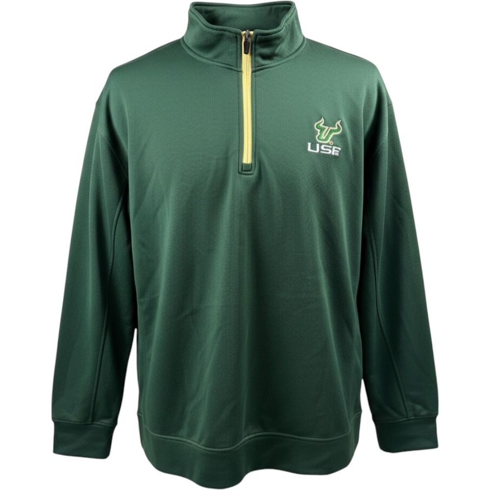 Russell Athletic USF South Florida Bulls Quarter Zip Pullover Green Mens XL